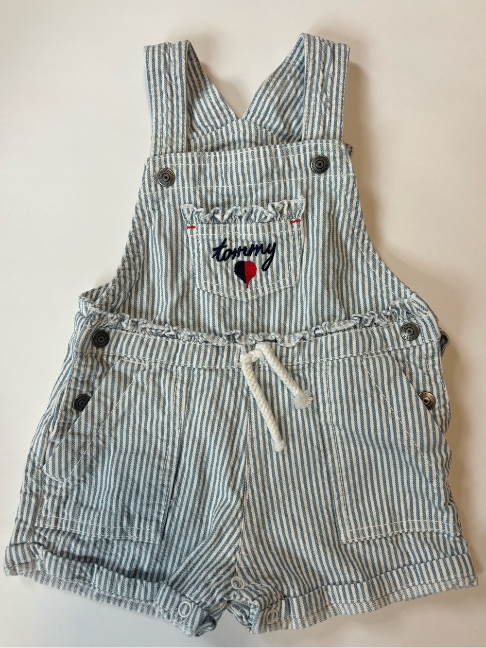 Tommy Hilfiger Blue & White Striped Baby Overalls